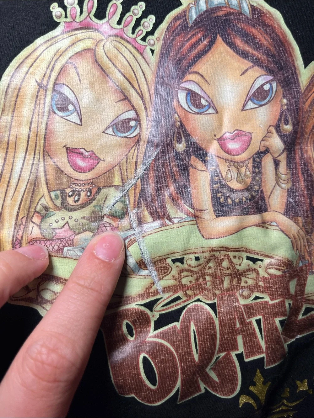 Y2K Bratz Black Graphic T-Shirt Girls Size XS Short Sleeve Yasmin